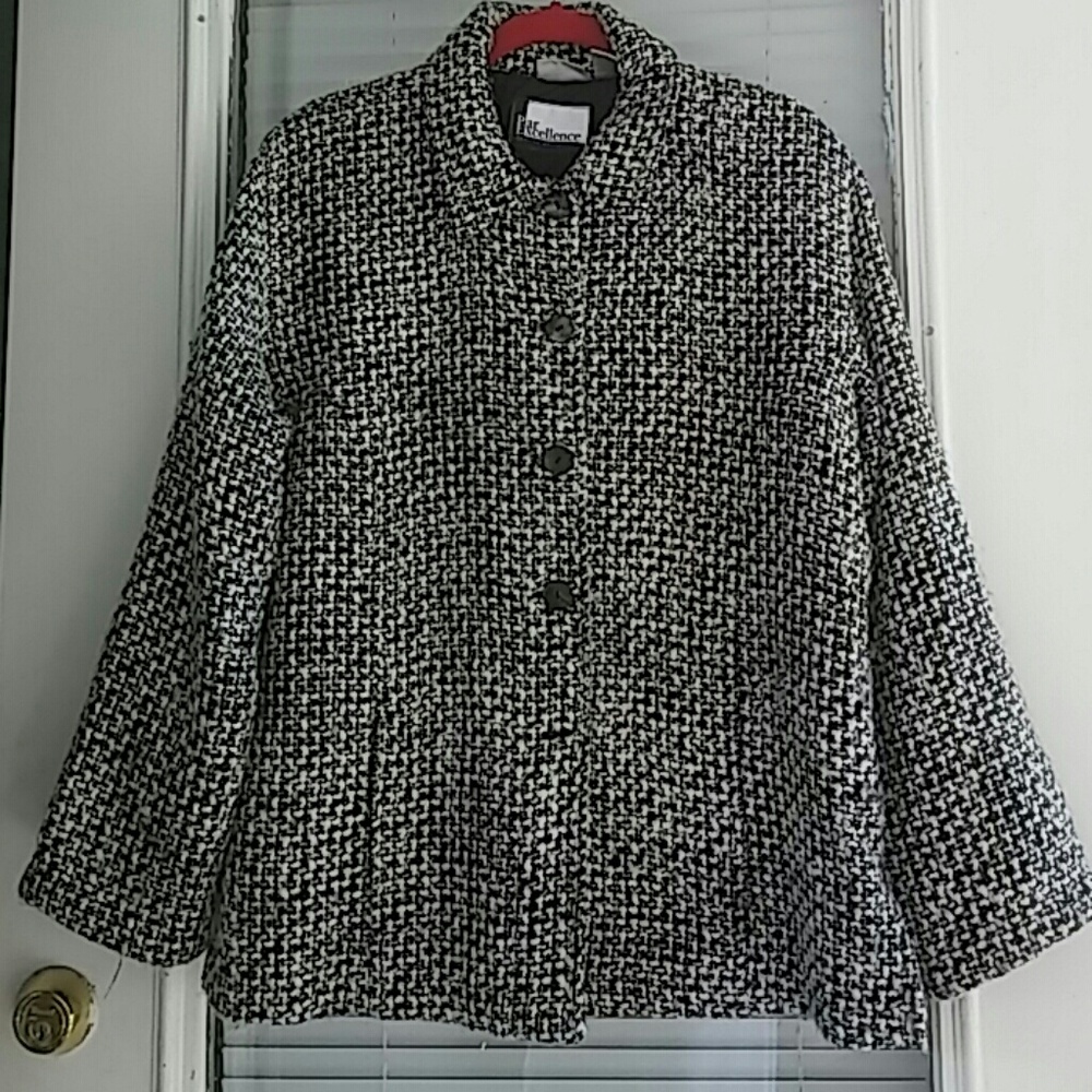 Black and white boucle jacket